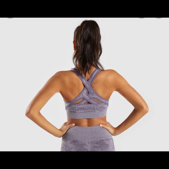 Gymsharks CAMO SEAMLESS SPORTS BRA Lavender gray M - Picture 7 of 8